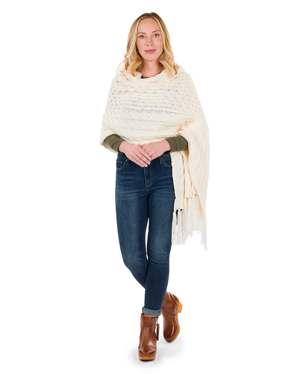 Oversize Cable Knit Scarf - Fringed - Image 11