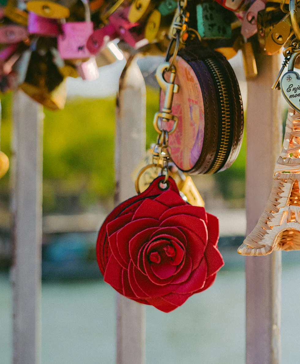 Parisian Rose Mirror Bag Charm - Vintage Distressed - Image 4