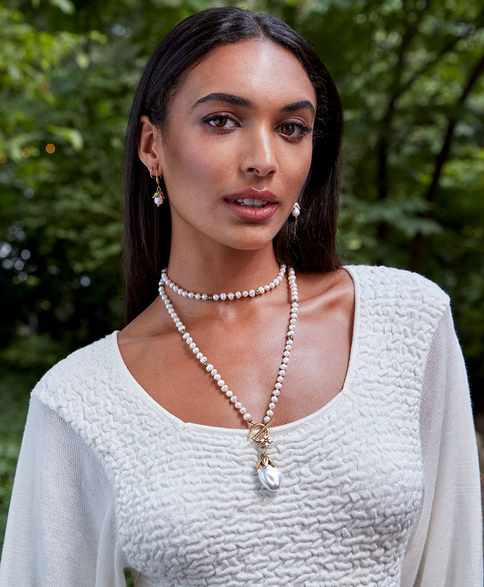 Pearl Drop Adjustable Necklace - Autumn Pearl Collection - Image 5