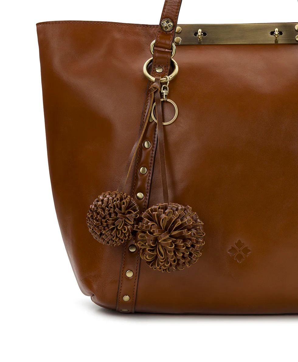 Pom Pom Bag Charm - Vintage Distressed Leather - Image 3