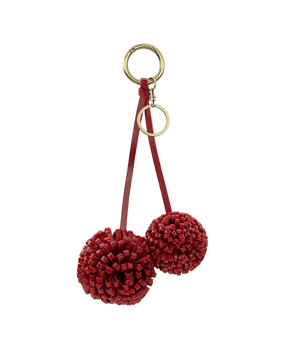 Pom Pom Bag Charm - Vintage Distressed Leather - Image 4