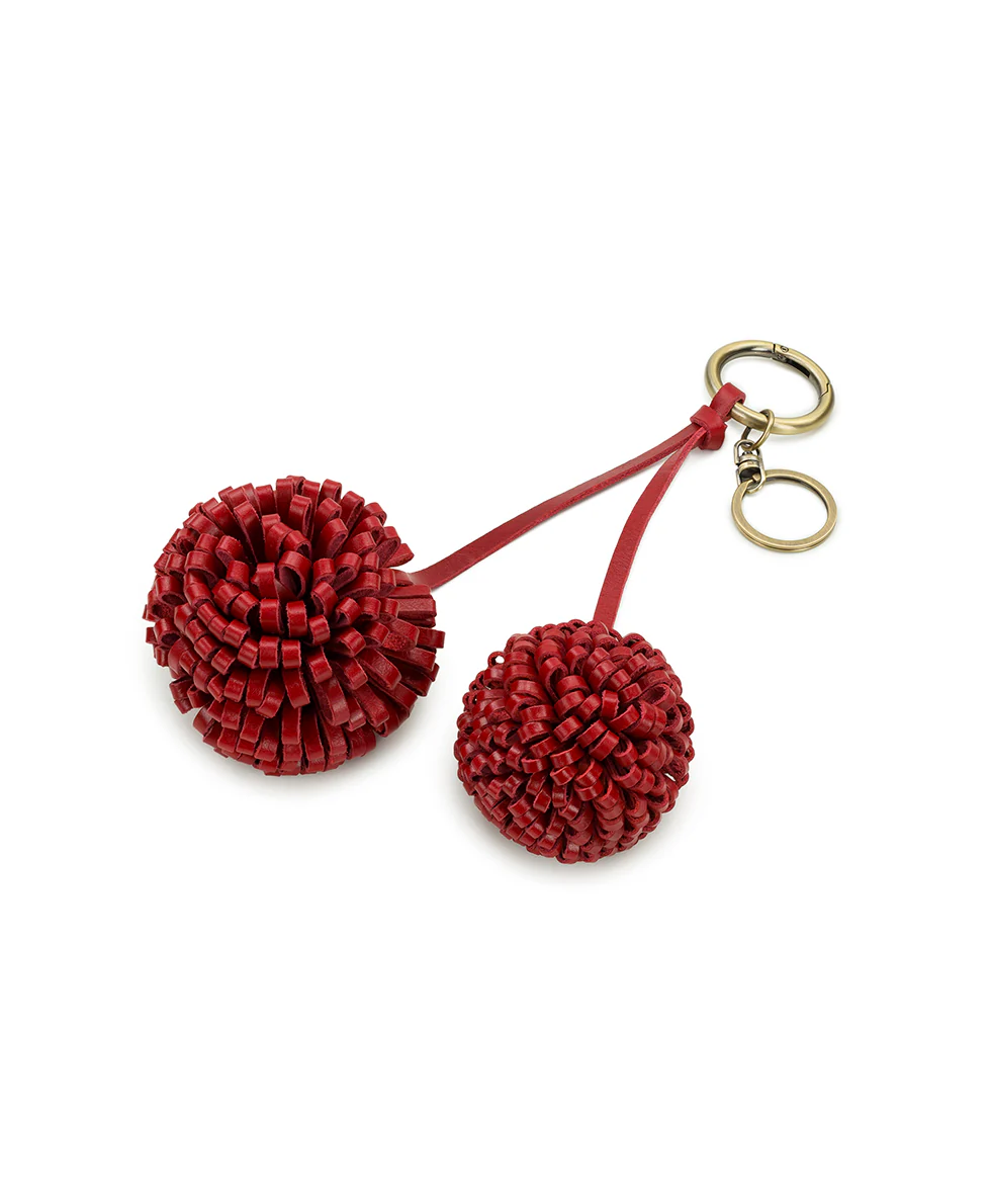 Pom Pom Bag Charm - Vintage Distressed Leather - Image 5