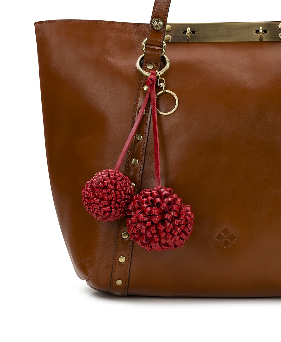 Pom Pom Bag Charm - Vintage Distressed Leather - Image 6