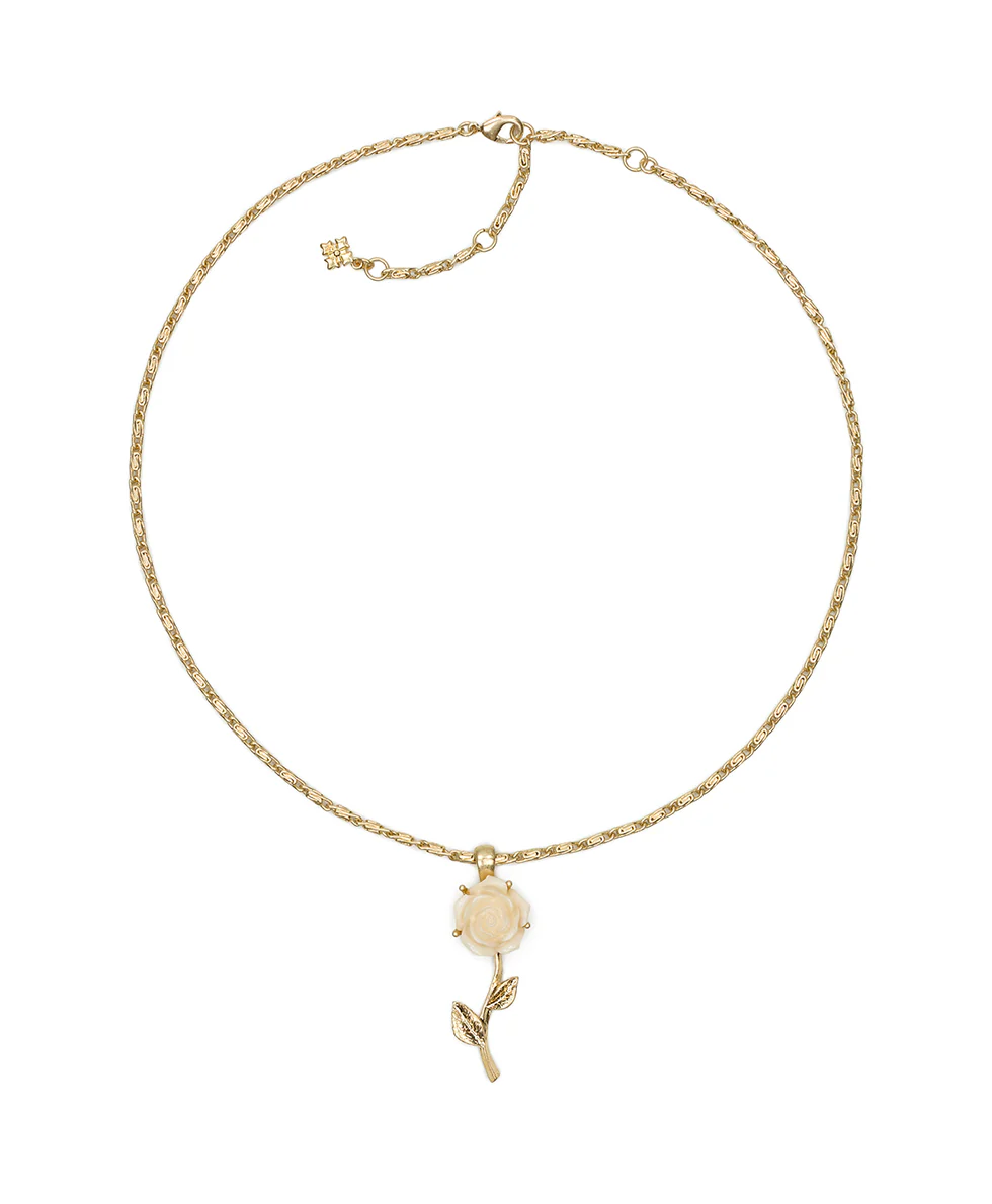Rose with Stem Pendant Necklace - Rose Garden - Image 2
