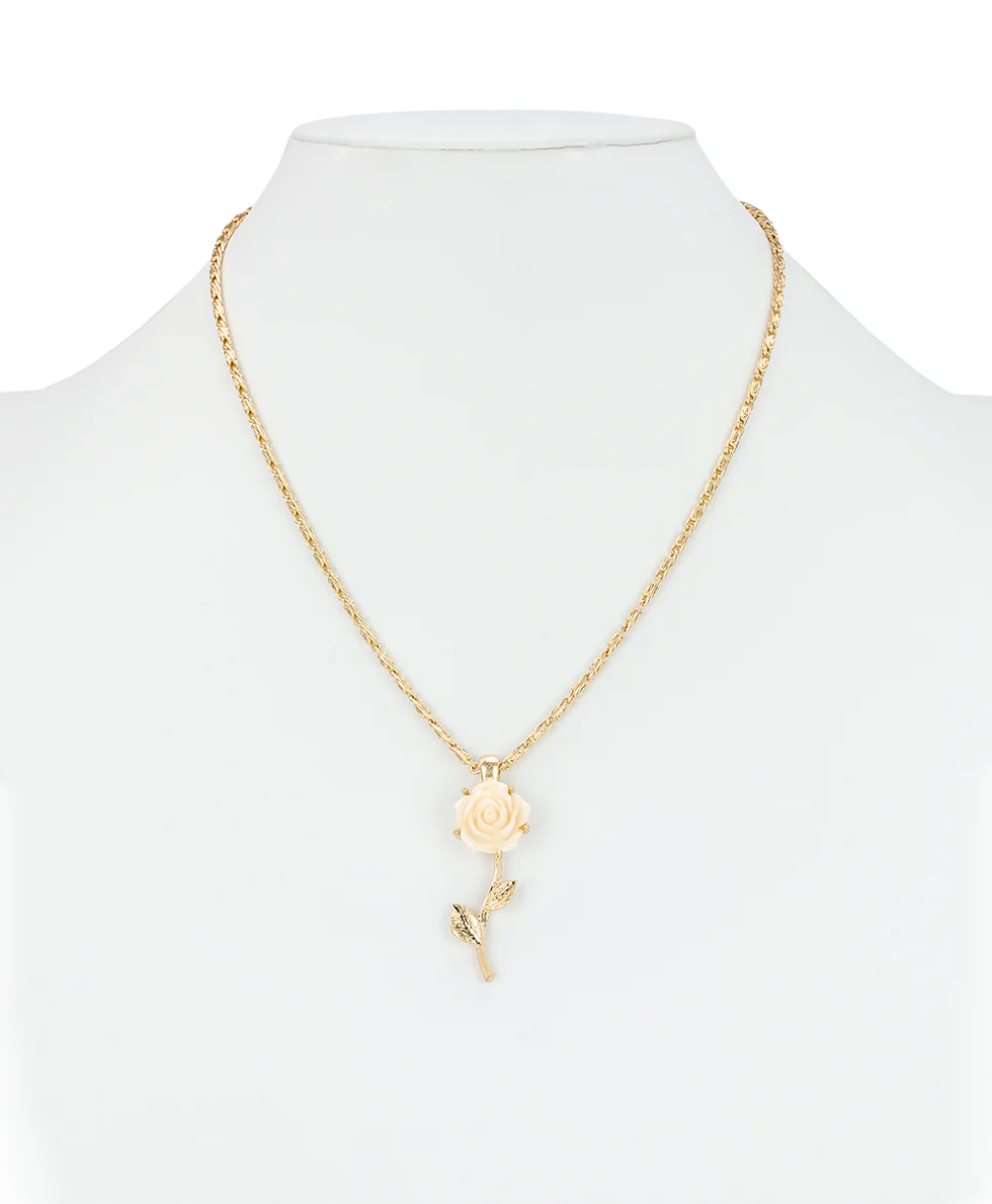Rose with Stem Pendant Necklace - Rose Garden - Image 3
