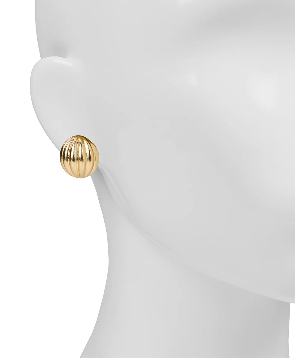 Scalloped Button Post Earrings - Scalloped Bead Collection - Image 2