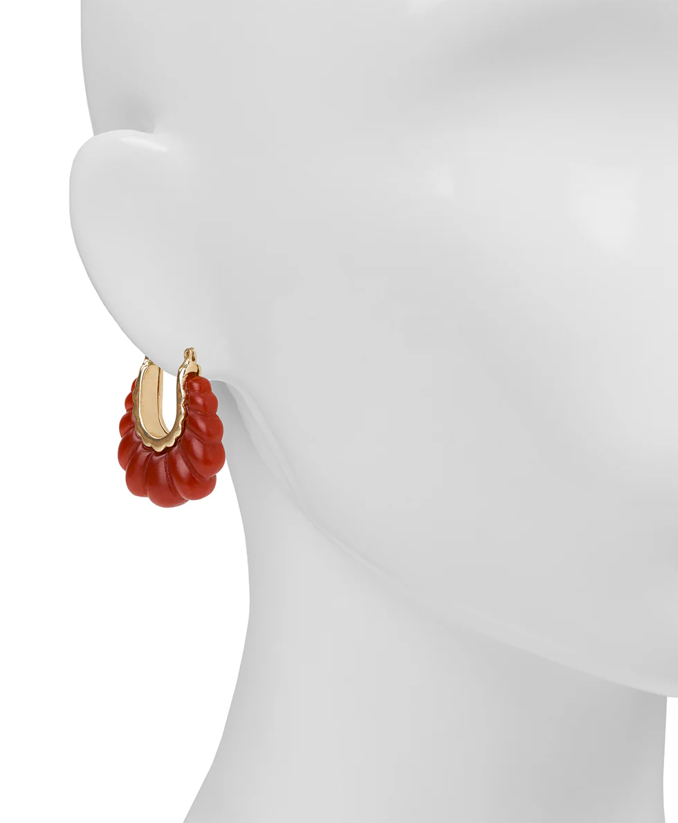 Scalloped Hoop Earrings - Scalloped Bead - Image 2