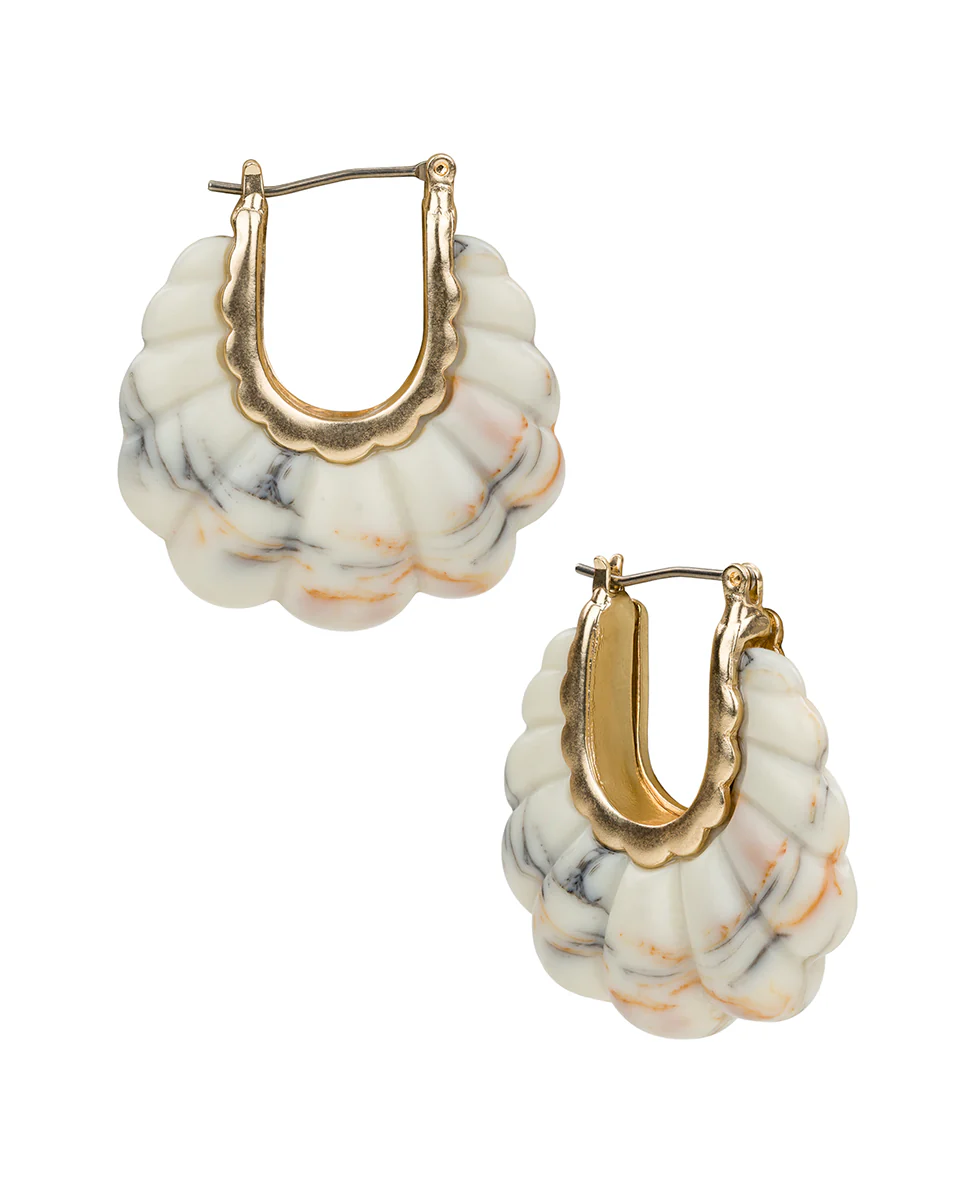 Scalloped Hoop Earrings - Scalloped Bead - Image 3