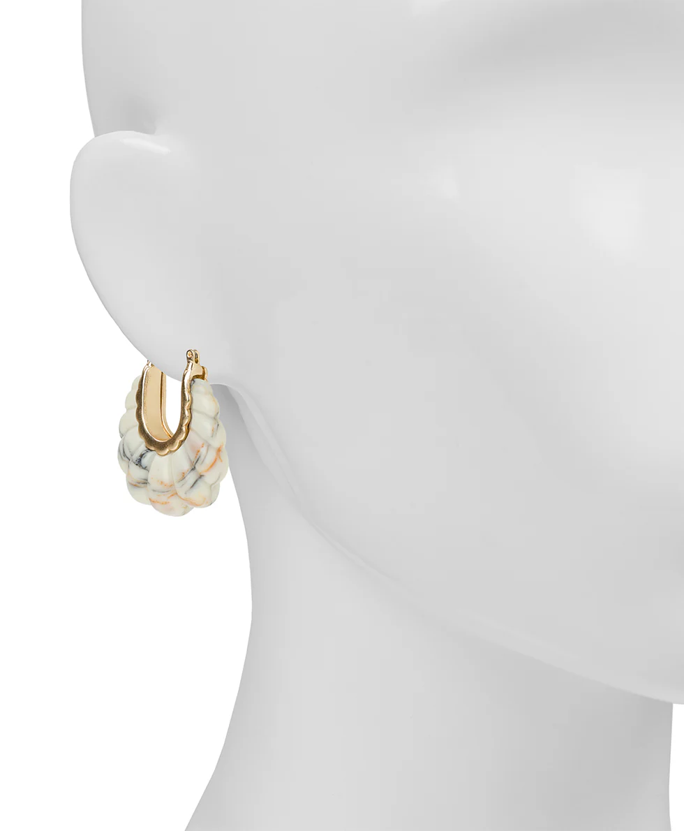 Scalloped Hoop Earrings - Scalloped Bead - Image 4