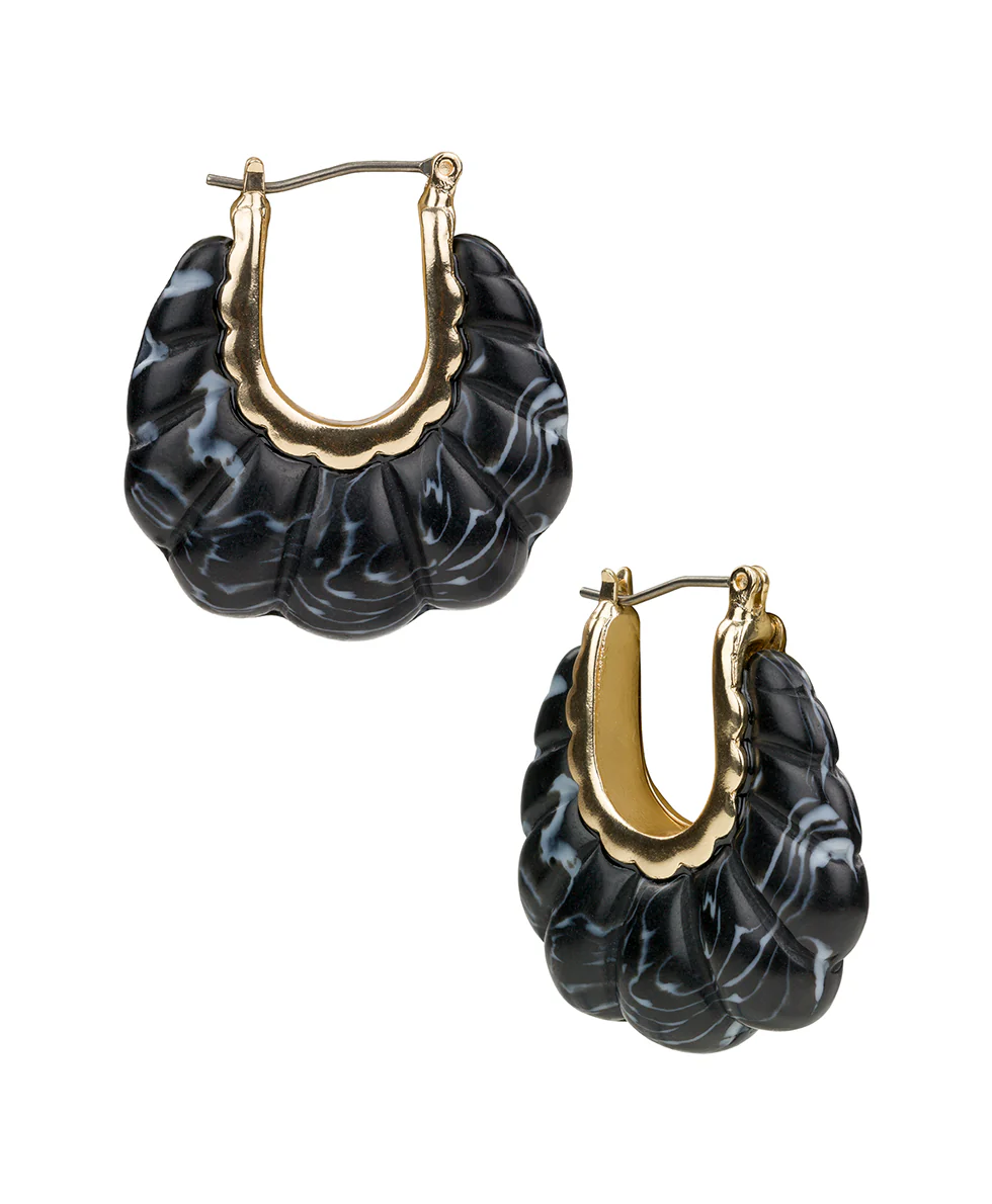 Scalloped Hoop Earrings - Scalloped Bead - Image 5
