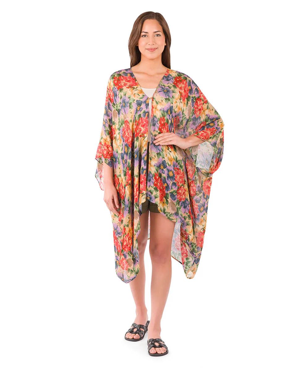 Short Ruana Cover‑Up - French Hydrangeas - Image 2