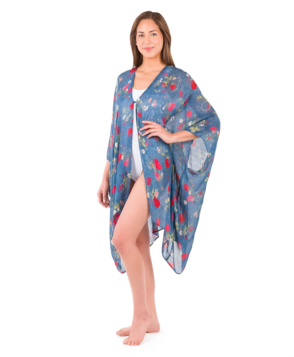 Short Ruana Cover‑Up - Parisian Strawberry
