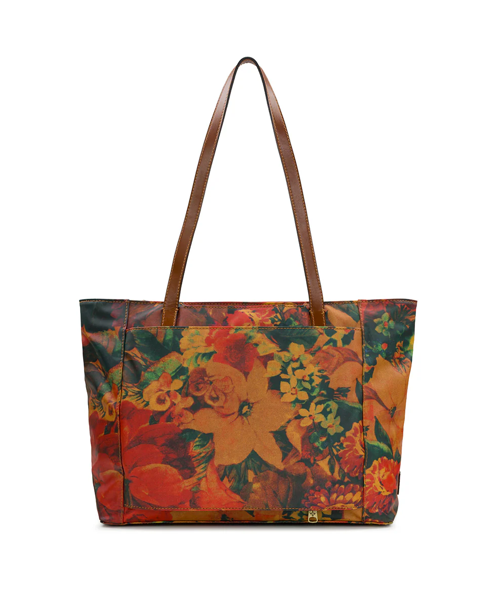 Silvi Tote - Patina Coated Linen Canvas - Multi Print - Image 2