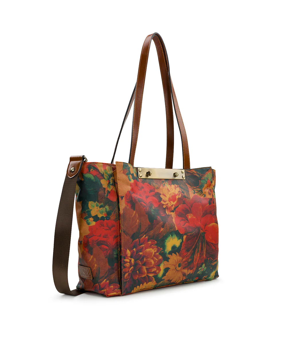 Silvi Tote - Patina Coated Linen Canvas - Multi Print - Image 3