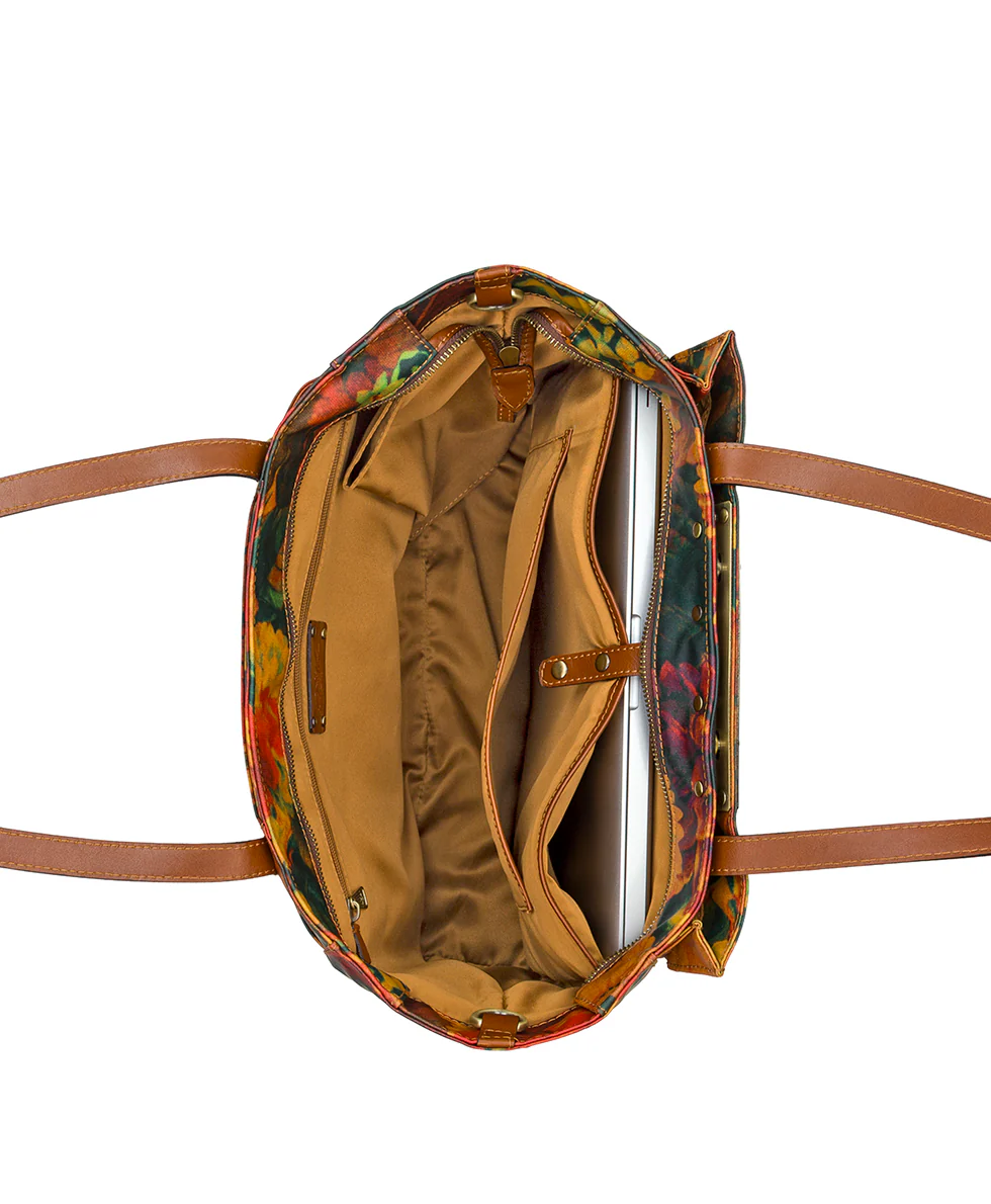 Silvi Tote - Patina Coated Linen Canvas - Multi Print - Image 5