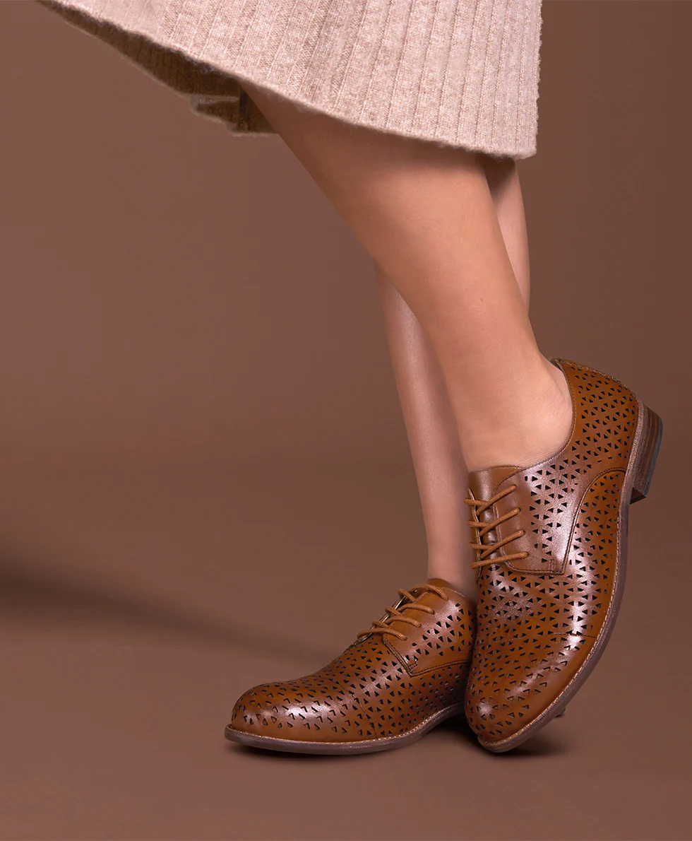 Silvio Oxford Shoes - Perforated Leather ‑ Tan - Image 7