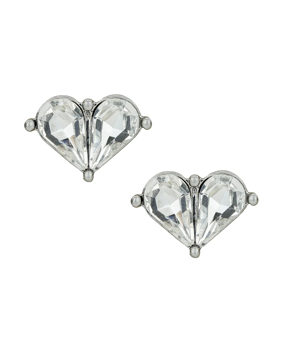 Small Heart Stud Earrings - Lovely Sparkle