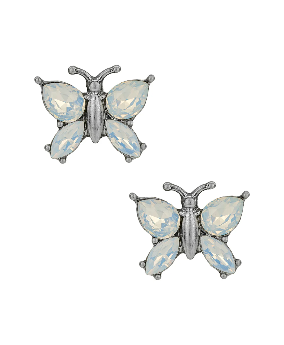 Stone Butterfly Post Earrings - Blue Butterfly