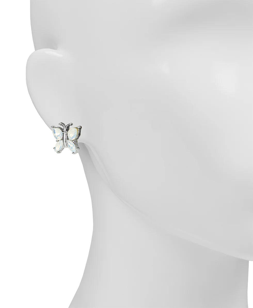 Stone Butterfly Post Earrings - Blue Butterfly - Image 2