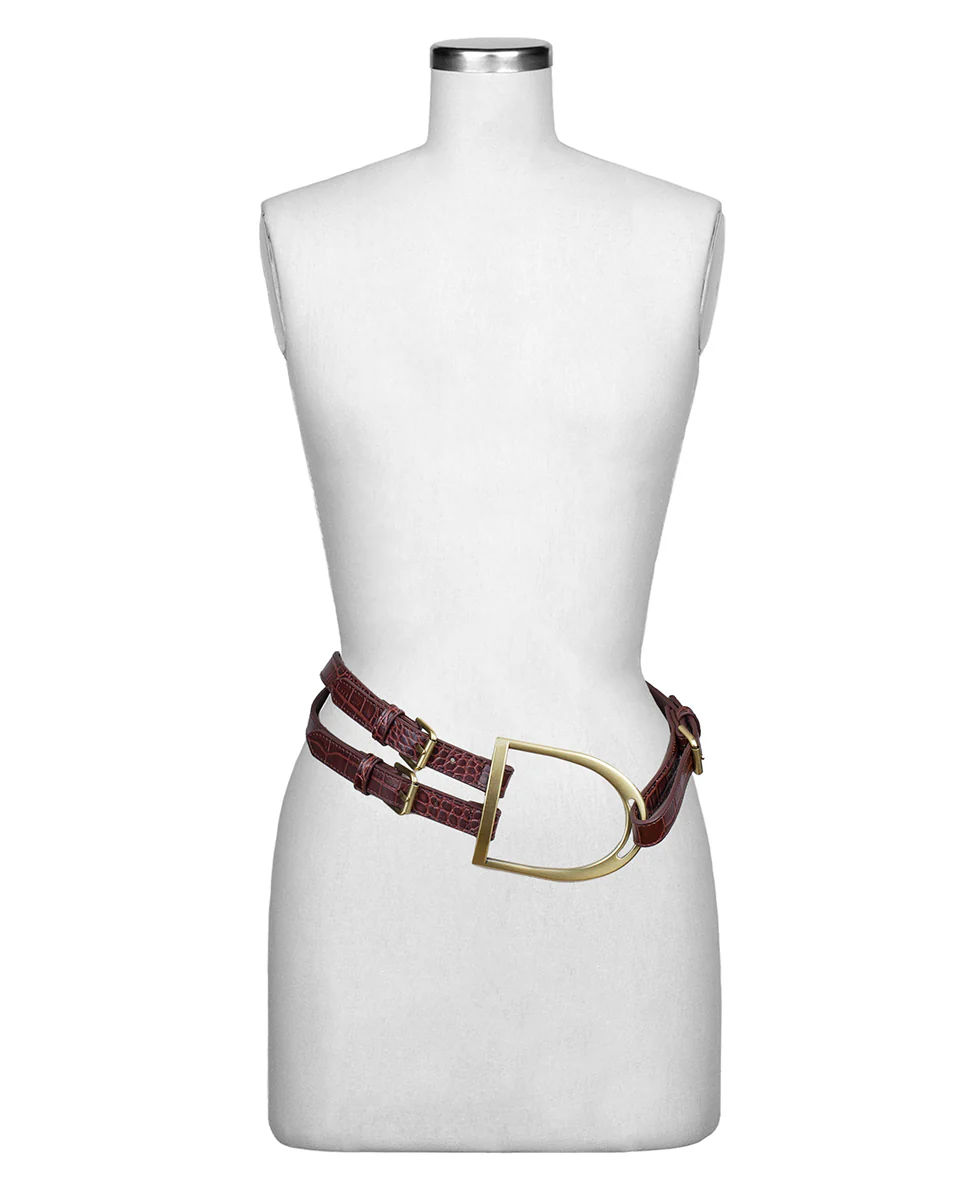 Tuscana Belt - Vintage Distressed Croc Leather ‑ British Tan - Image 5