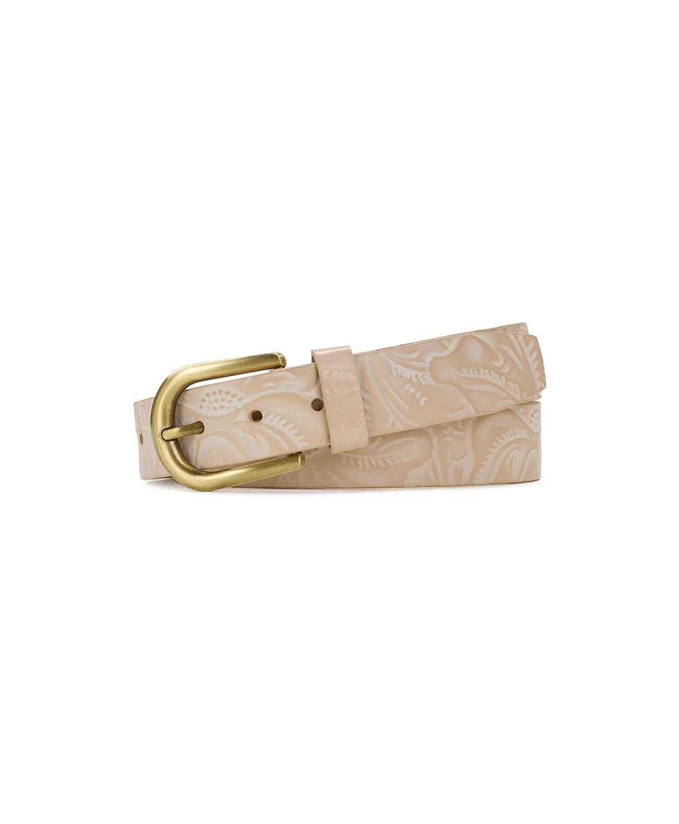Vietri Belt - Burnished Tooled - Chalk White