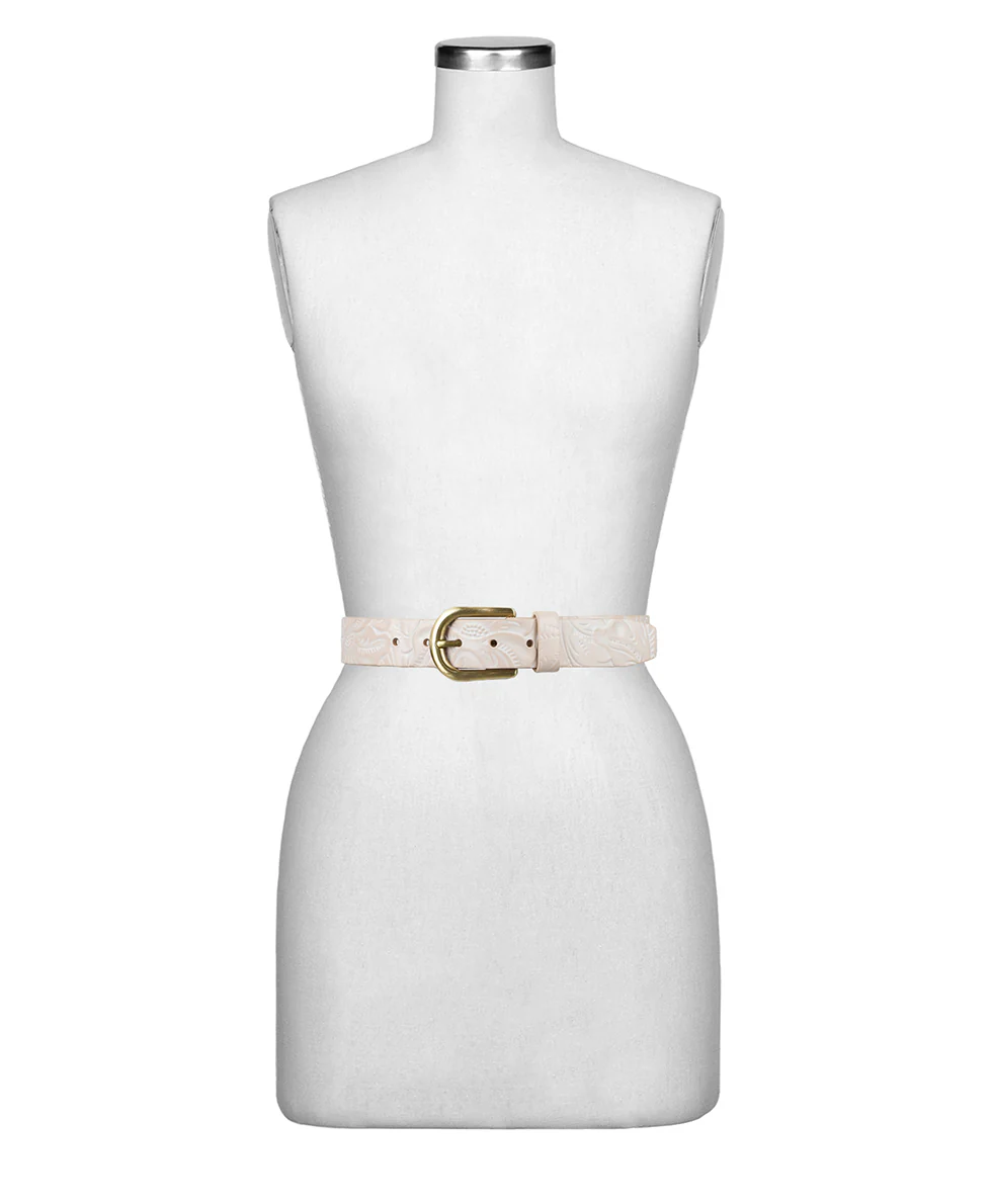Vietri Belt - Burnished Tooled - Chalk White - Image 3