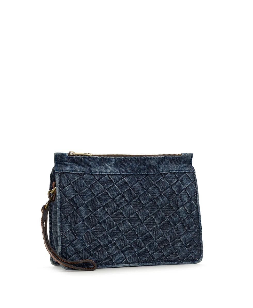 Yvette Clutch Crossbody - Washed Woven Denim - Image 3